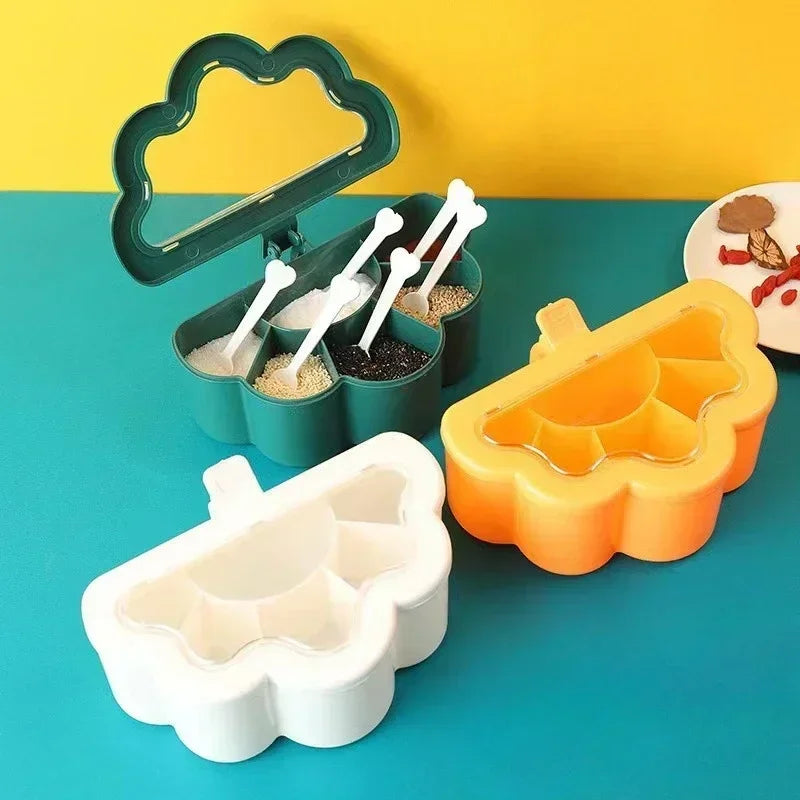 Kitchen 6-in-1 Seasoning Box Set Pepper Sugar Bowl Salt Spices Stirring Storage Jars Gadget Accessories Condiment Container Jar Zpaxo