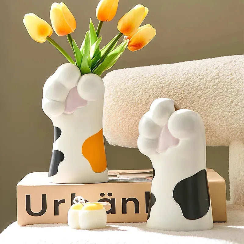 Cat's Paw Resin Vase Ceramic Flower Pot Suitable Desktop Arrangement