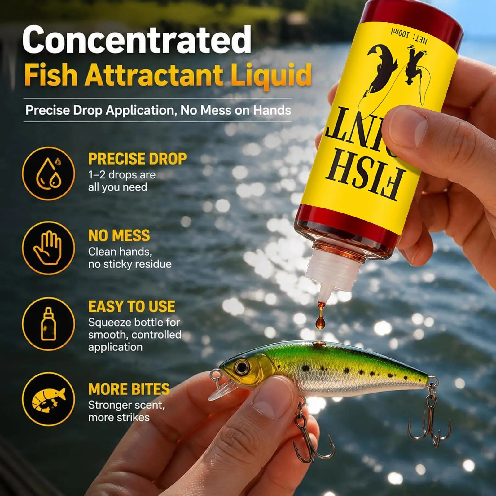 100ml Trout Lure Fish Attractant Concentrated Fast-Acting Bass Scent Fish Attractant for Crucian Carp Grass Carp Tilapia Outdoor Zpaxo