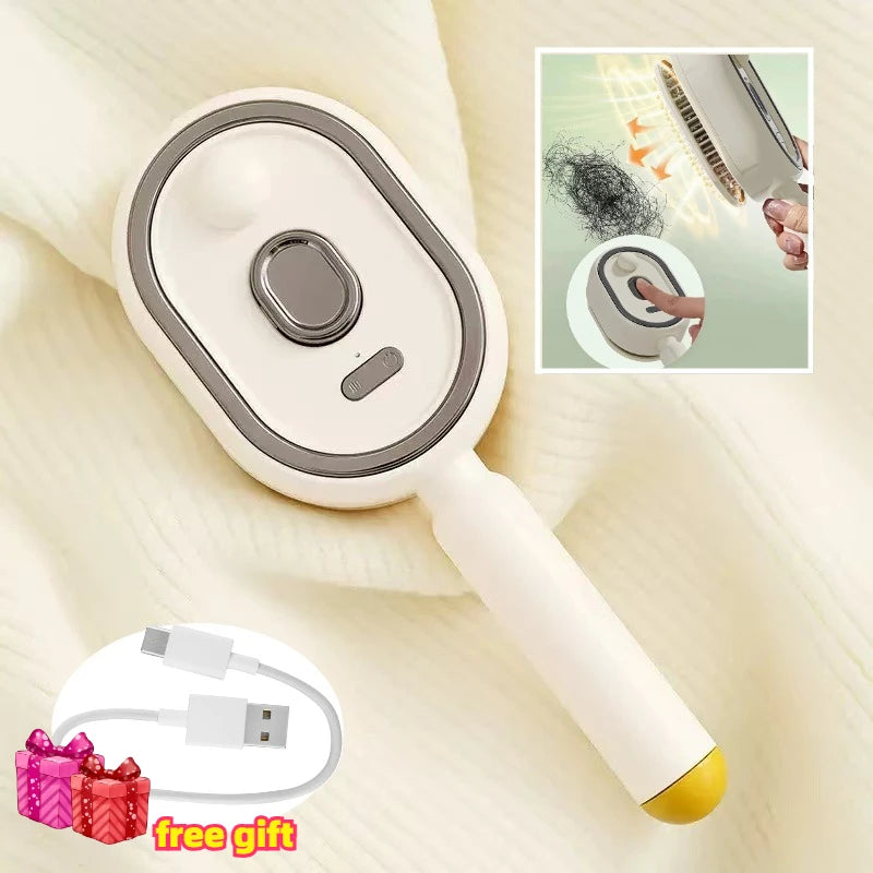Self Cleaning Electric Spray Comb Comb for Cats with Steam Hair Comb Macaron Color Smooth Shiny Nourishing Red Light Scalp Care Zpaxo Beige