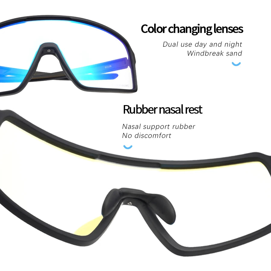 Photochromic Cycling Glasses Sunglasses Men Women Mountain Bike Road Eyewear UV400 Bicycle Riding Outdoor Sports Hiking Goggles Zpaxo