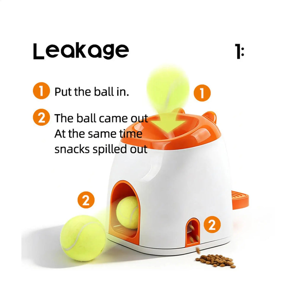 Tennis Ball Thrower For Dogs Interactive Training Toy Dog Fetch Machine With Treat Dispenser For Apartment Living Room Home Zpaxo