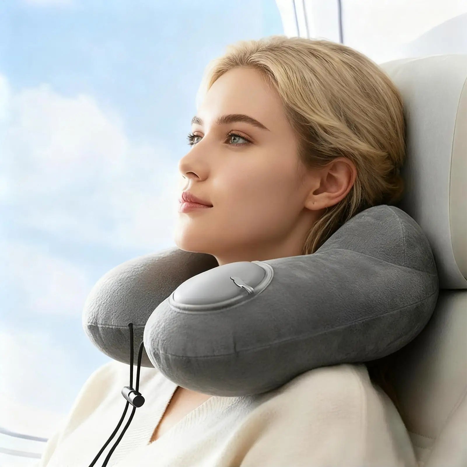 Inflatable Travel Neck Pillow – U-Shape Plush Support Pillow Travel Neck Pillow Zpaxo