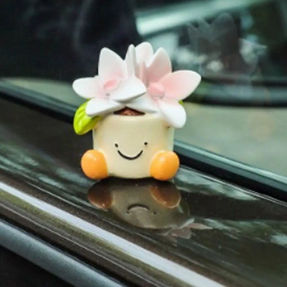 Flower Pot Car Ornaments Cartoon Dashboard Figure Little Canglan Bell Zpaxo