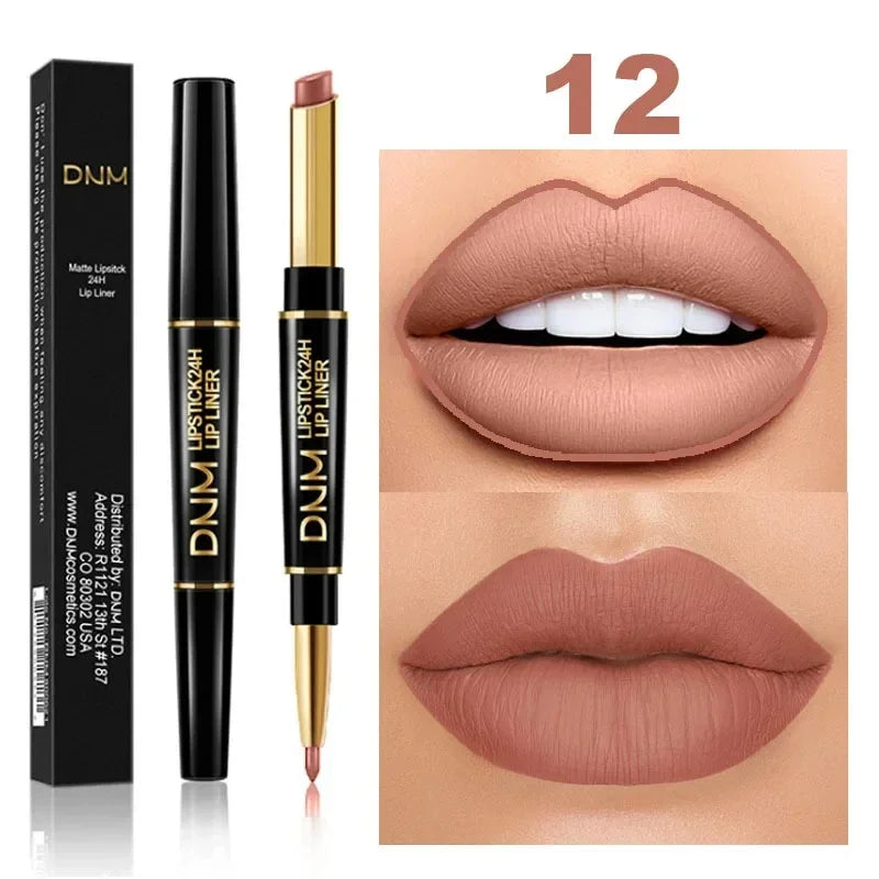 1 Matte Lipstick Pencil Double Ended Lip Liner Pen Red Nude Long Zpaxo 12