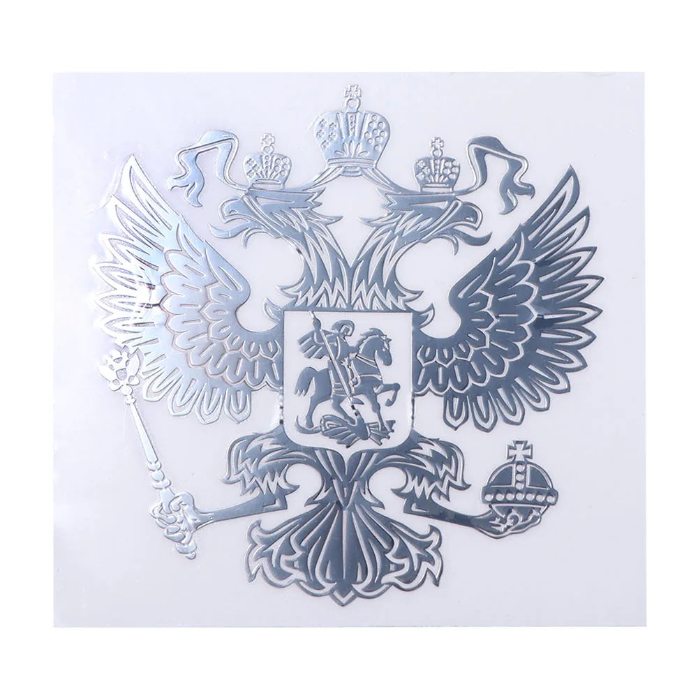 Gold Sliver Russian Eagle Metal Stickers Nickel Coat Arms 3D Car Zpaxo Silver large