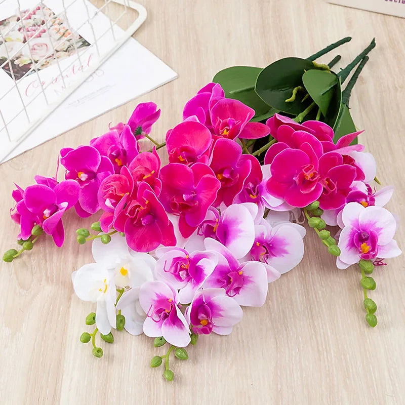 1 Artificial Silk Orchid Flowers Lifelike Real Touch Phalaenopsis