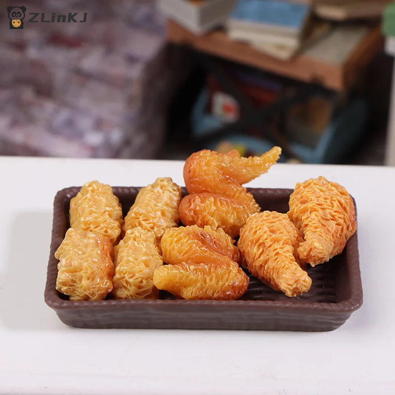 ▶1Set Mini Simulation Fried Chicken Miniatures Food Doll House Decor DIY Supplies Model Food Ornament Toy Dollhouse Accessories Zpaxo