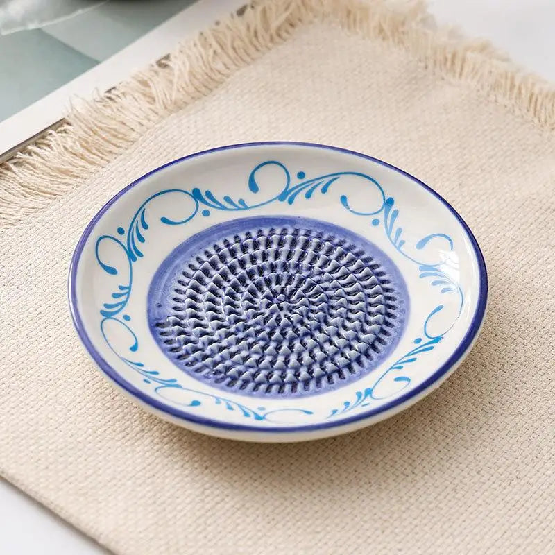 2-in-1 Ceramic Ginger Grater Round Plate Garlic Vegetable Fruit Zpaxo A7