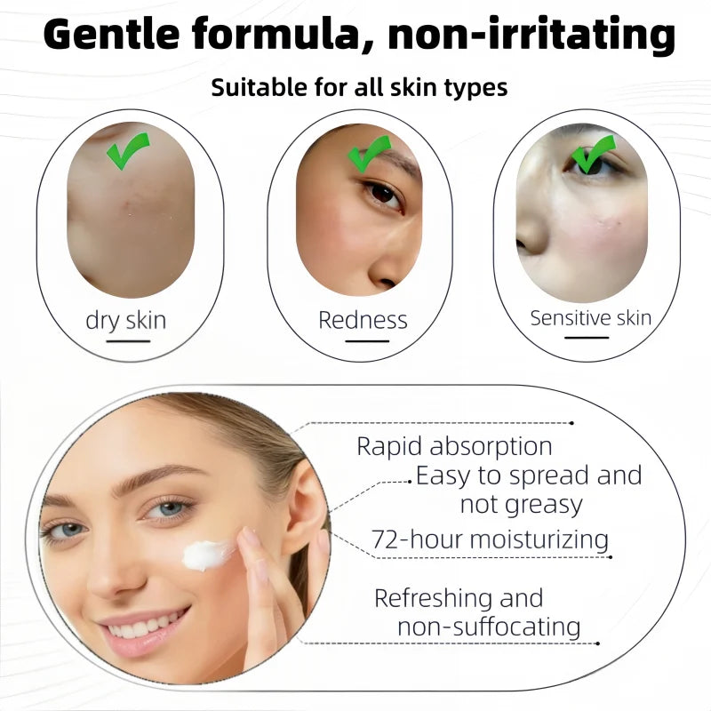 Facial Cream Sodium Hyaluronate 72H Moisturizing Firming Brightening For Sensitive Skin Best Gift Zpaxo