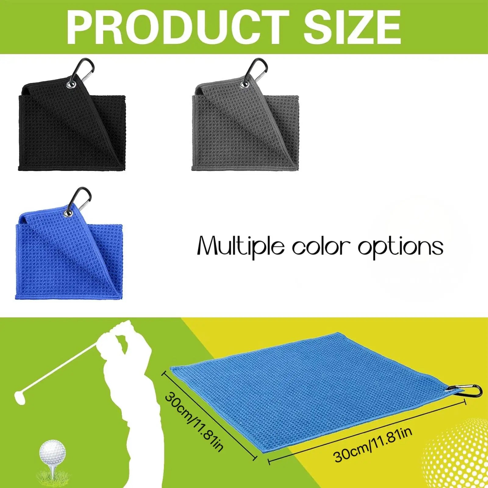 30x30cm Golf Towel Wipe Club Bag Cleaning Cloth Waffle Pattern Rag