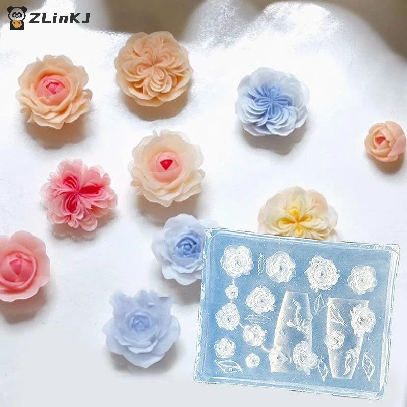 ▶3D Fruit Silicone Nail Mold Sweet Flower Petals Fairy Nails Templates DIY Nail Art Decor Manicure Template For Nail Charms Zpaxo
