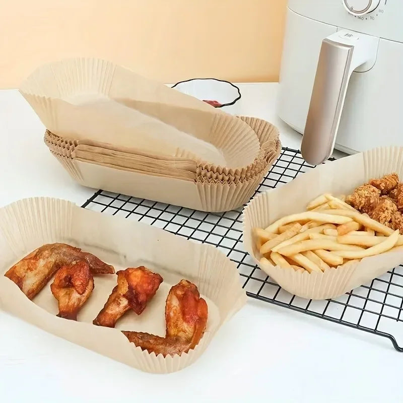 50/100pcs Disposable Air Fryer Paper Non-Stick Kitchen Baking Airfryer Mat Oilproof Micro-wave Barbecue Pad Baking Paper Zpaxo