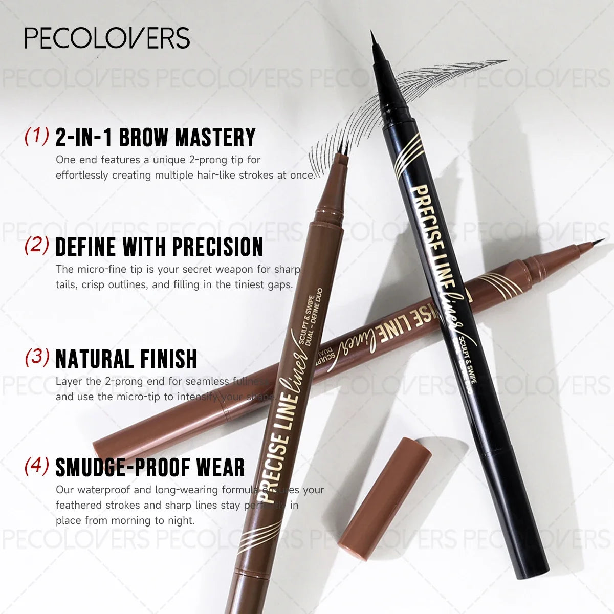 1PC Double-Ended Waterproof Eyebrow Pencil - Non-Fading, Precise Application for Long-Lasting Brow Makeup Zpaxo