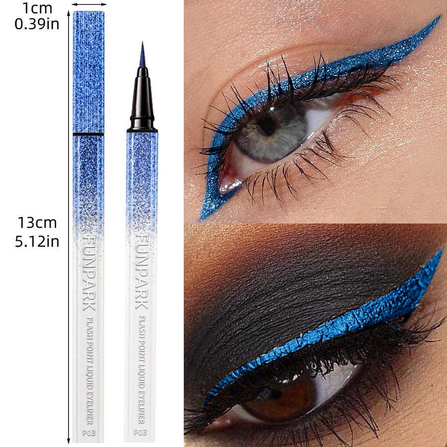 Bule Shimmer Waterproof Eyeliner Pen High-shine Liquid Korean Makeup