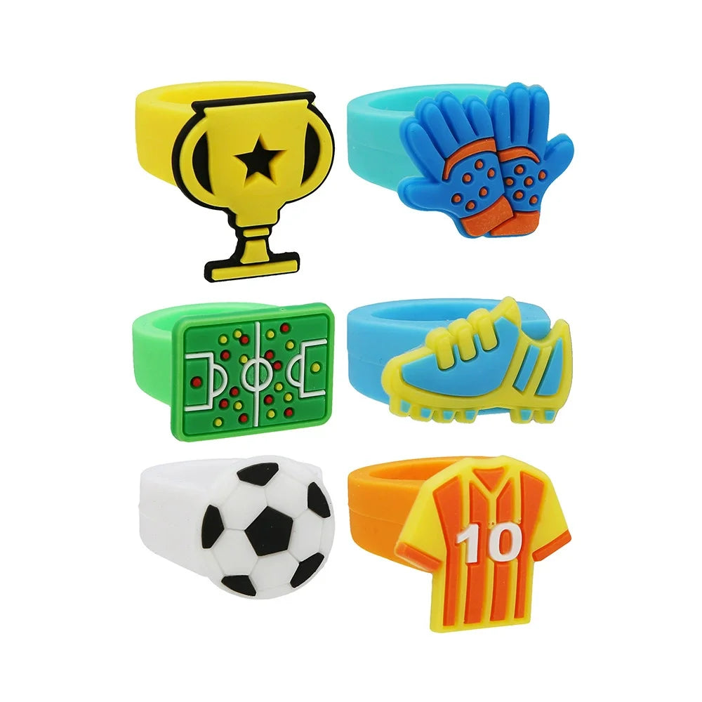 Kids Sport Soccer Silicone Finger Rings 6 Styles Football Trophy