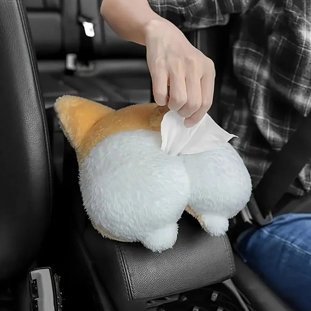 Creative Napkin Holder Corgi Ass Tissue Box Tissue Holder Cartoon Corgi Tissue Box Plush Soft Paper Napkin Case For Car Seat Zpaxo