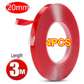 Car Strong Double Sided Adhesive Stickers Tape Nano Transparent Reusable Waterproof Auto Tape Clean Tools Car Protect Sticker Zpaxo 20mmx3M-4PCS