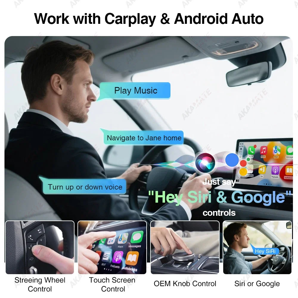 Wireless Carplay Android Auto 1 Adapter AI Smart Box Dongle Wired Car Zpaxo