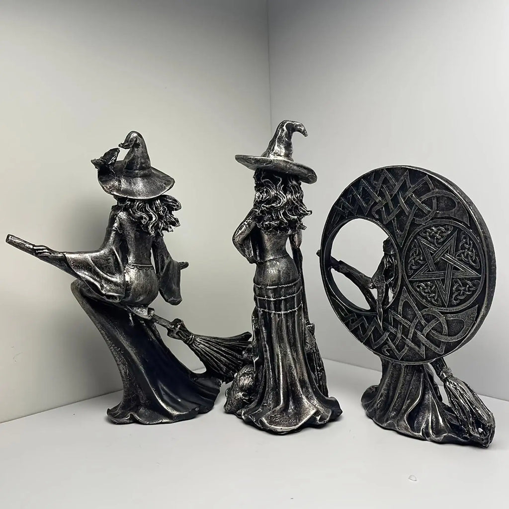 Halloween Witch Figurines Gothic Resin Figurine Retro Magician Decor