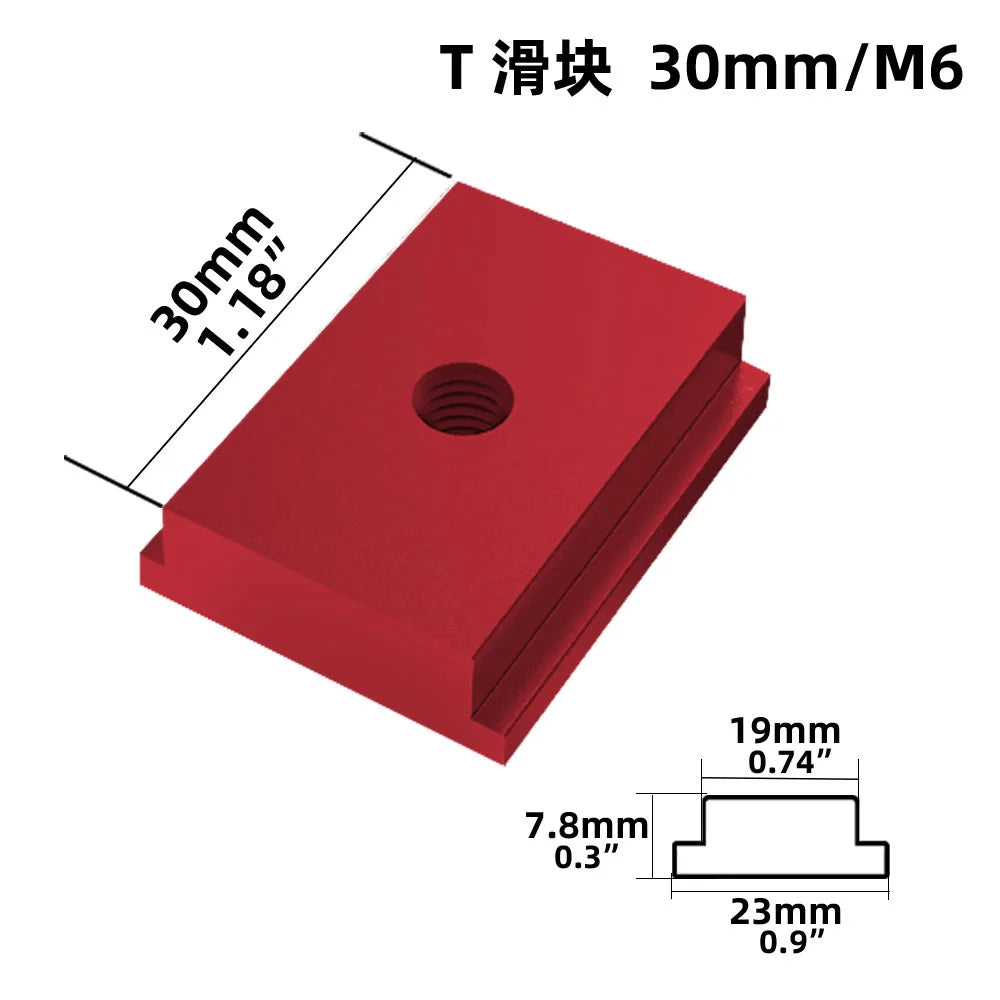 Woodworking Jig Screw Slot Fastener T Slider for T Slot Miter Track Slider Sliding T Slot Nut T Track Aluminium Woodworking Part Zpaxo M6 red 3p
