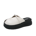 Shoes for Women 2025 High Quality Summer New Outdoor Low-heel Baotou Modern Slippers Square Heel PU Solid Women's Slippers Zpaxo WHITE 36