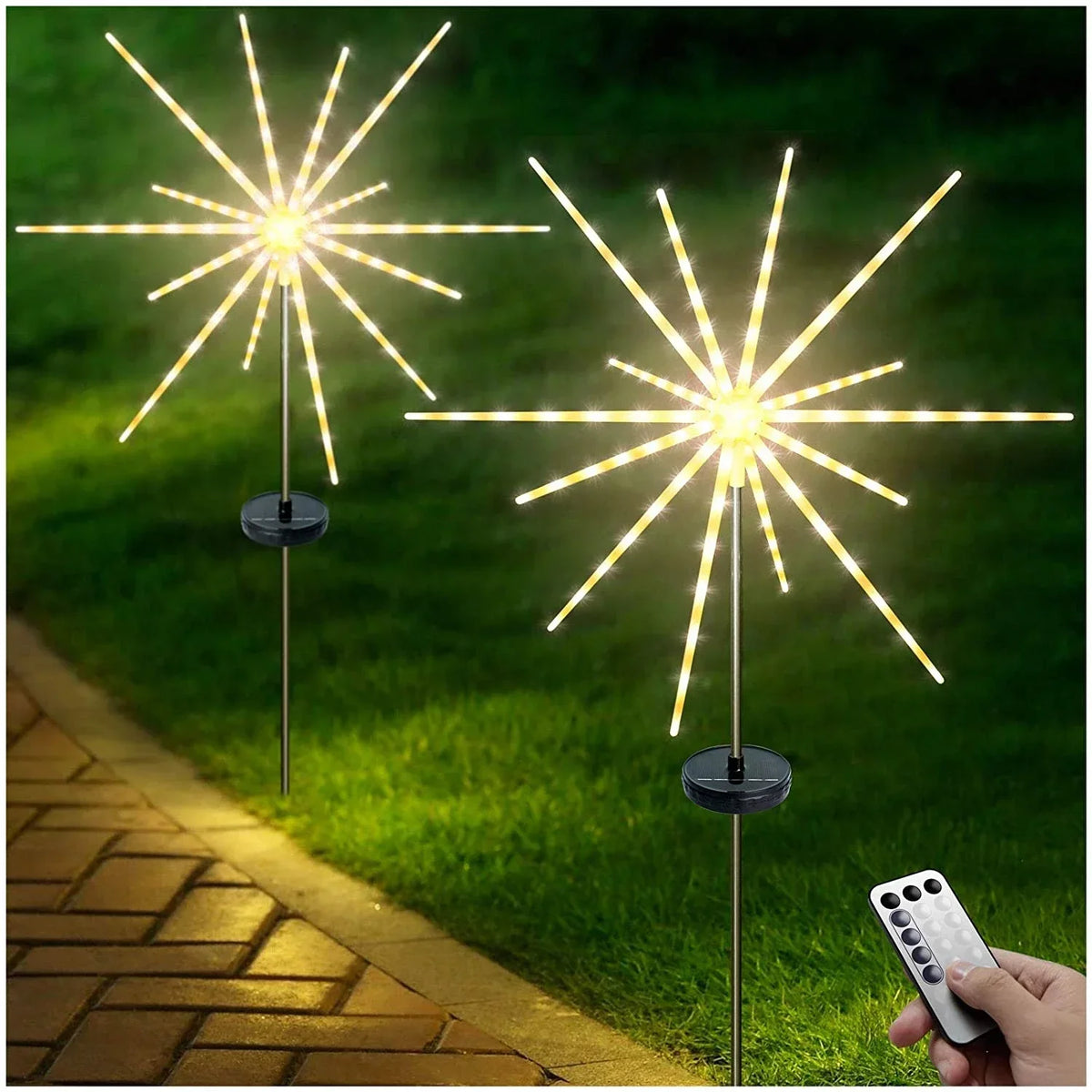 Solar Fairy Lights Outdoor Waterproof Landscape LED Lawn Lamps Firework String Light Garland for Christmas Holiday Garden Decor Zpaxo Warm-Solar 112LED China Mainland