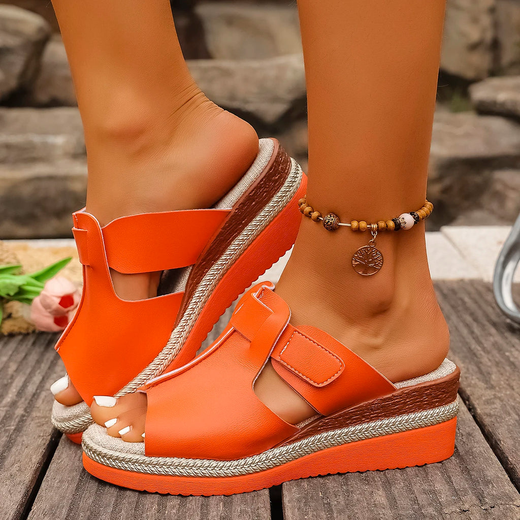Women Wedge Slippers Anti-slip Wear-resistant Sandals Fashion Round Zpaxo
