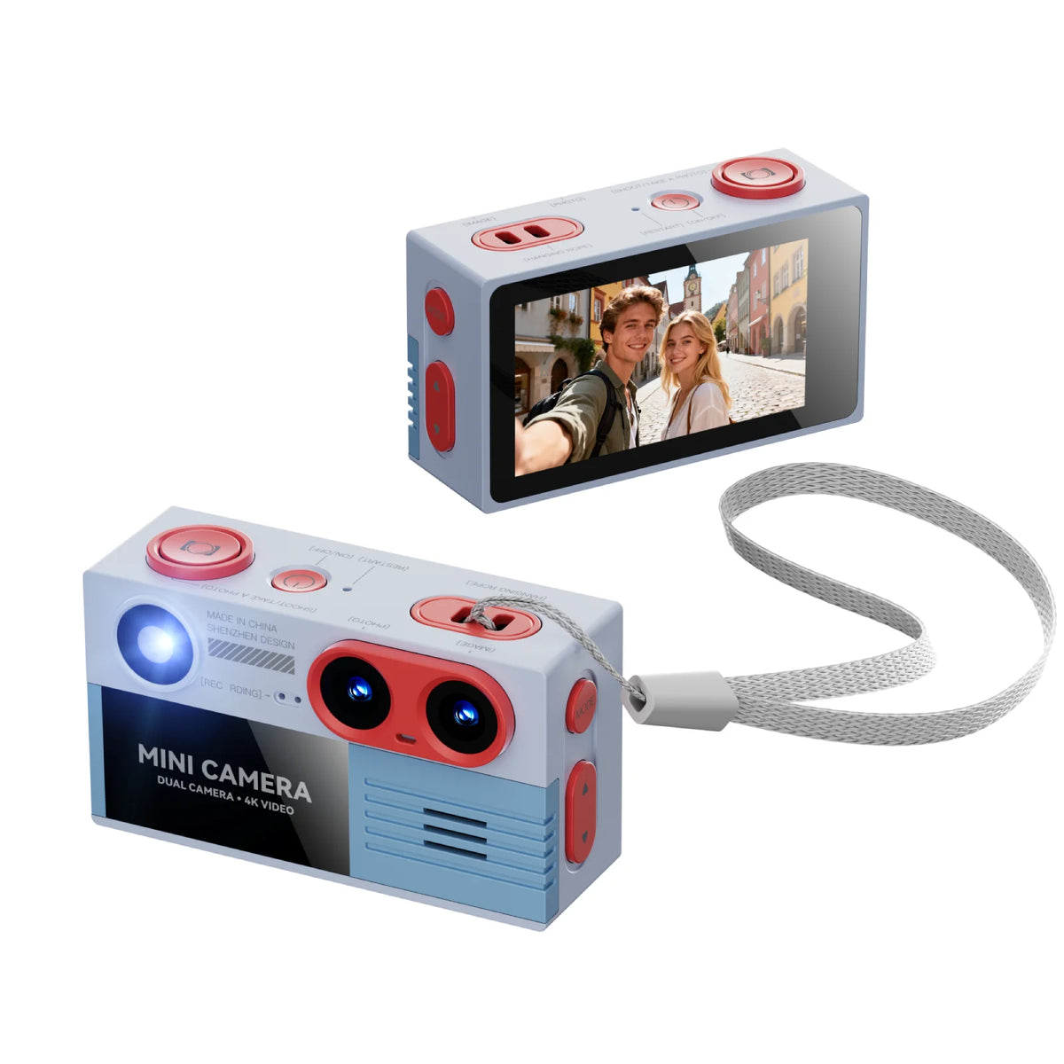 G9 Palm-Sized Mini Digital Camera 1.97inch Screen with Flashlight Multiple Filters Keychain Portable Digital Camera For Gift NEW Zpaxo G9 Red Blue Camera Add 16G