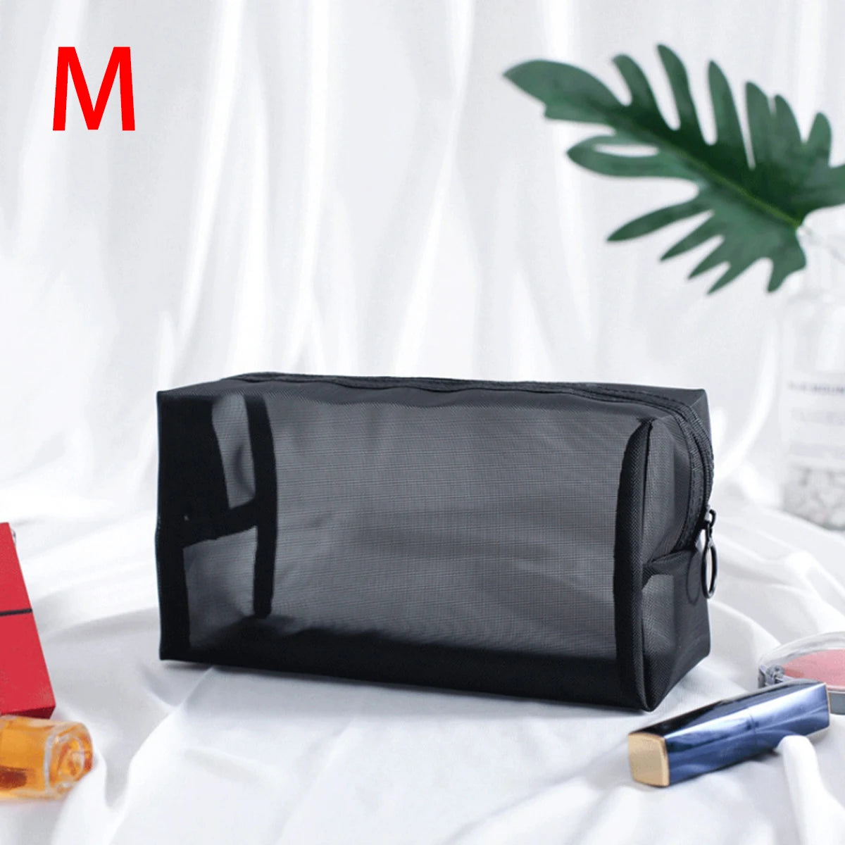 Black Mesh Cosmetic Bag – Travel Makeup & Toiletry Organizer Cosmetic Travel Bag Zpaxo M