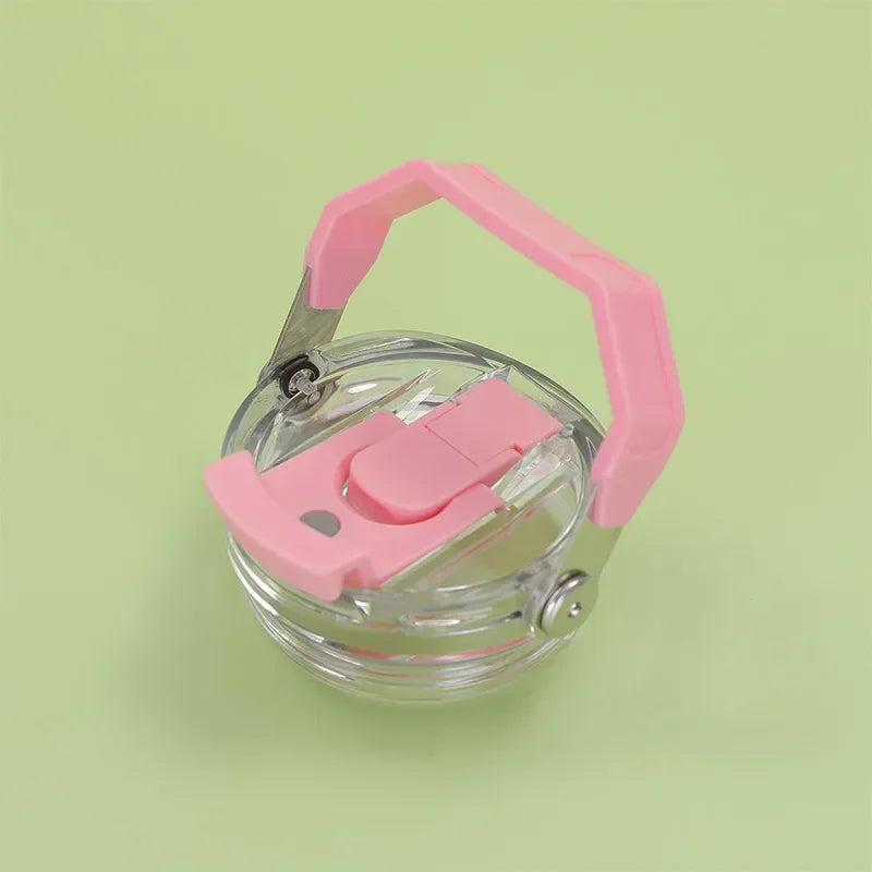 30oz Plastic Transparent Cup Lid with Handle Spill Proof Replaceble Tumbler Flip Straw Lid Sealing Bottle Cover for Stanley Hot Zpaxo Pink