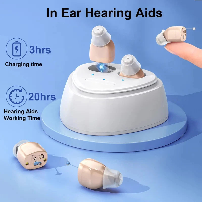 CIC Mini Rechargeable Hearing Aid Deaf Aids Elderly Deafness