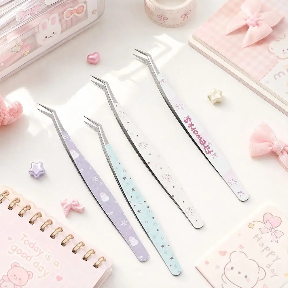 Stainless Steel Curved Stickers Tweezers Precision Anti-static False Zpaxo