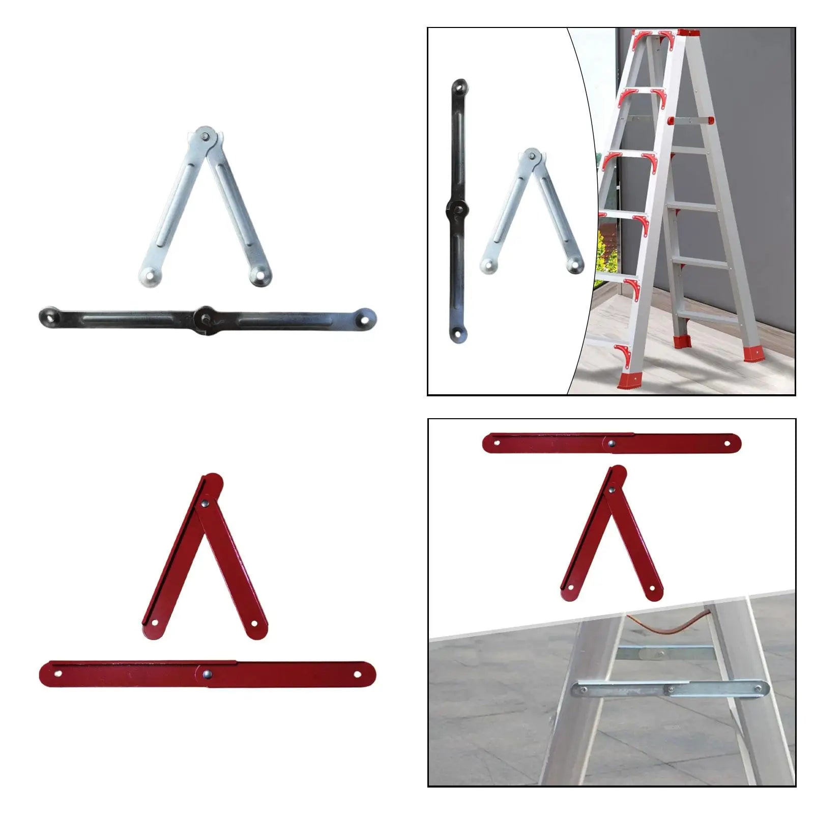 2x Ladder Leveler Accessories Attachment Metal Bracket Fixed Support Folding Step Ladder Hinge Herringbone Ladder Rod Zpaxo