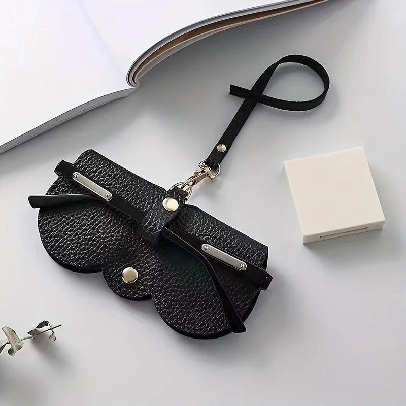 Fashion Retro Portable Glasses Bag Faux Leather Storage Clip Durable