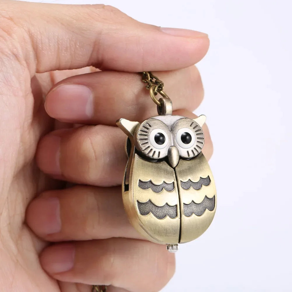 Retro Owl Pendant Necklace Watch – Vintage Unisex Chain Clock Pendant Necklace Watch Zpaxo