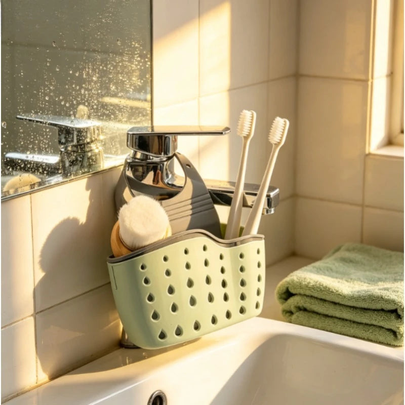 Adjustable Press Button Sink Draining Hanging Basket Kitchen Storage