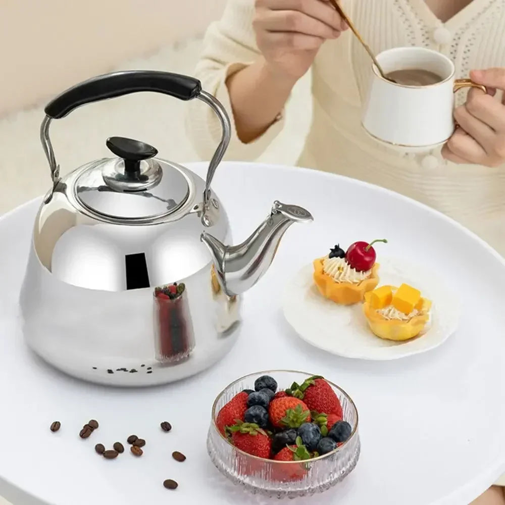 Stainless Steel Whistling Teakettle Fast Heating Base Large Capacity