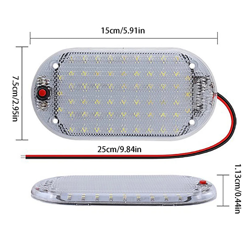 60 LED 12V–85V Car Interior Dome Ceiling Light | 5W Cabin Strip