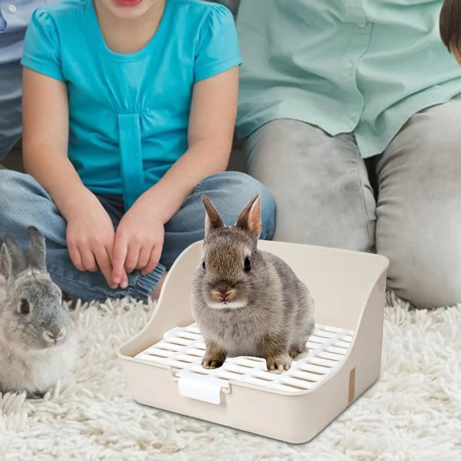 Rabbit Litter Box Detachable Pee Tray Portable Bedpan Pet Toilet for Hamster Small Animals Chinchillas Pet Supplies Bunny Zpaxo White