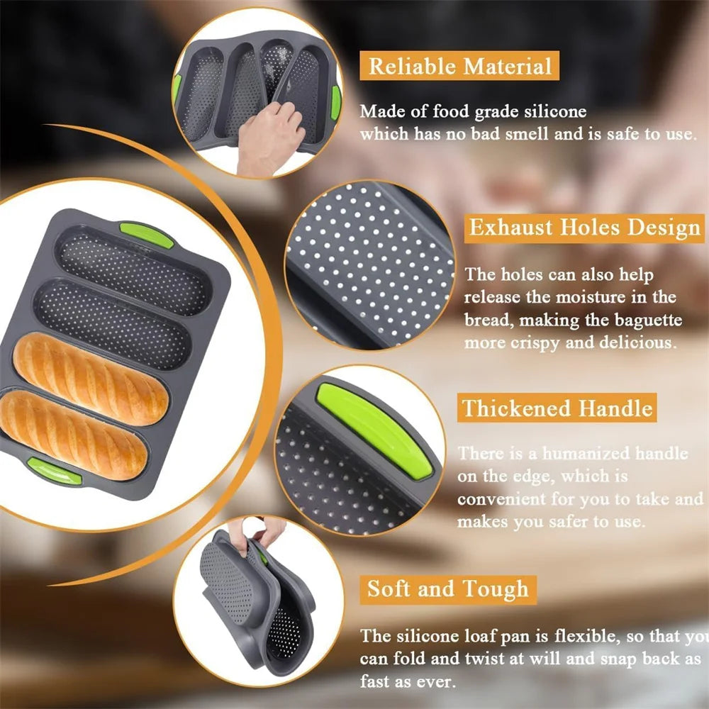 Baguette Baking Tray Mold 4 Waves Bread Dog Tool Hamburger Toast Zpaxo