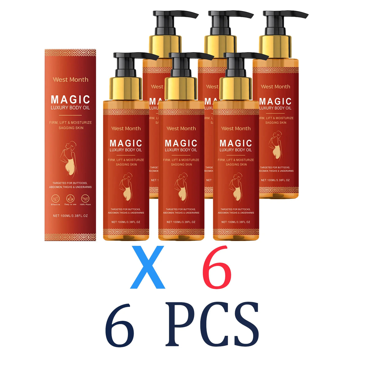 1/2/3/4/5/6/7/8/10Pcs Collagen Body Oil Long Lasting Moisturization Stabilizing Restoring Flaky Skin Care Barrier Protection Oil Zpaxo 6 Pcs