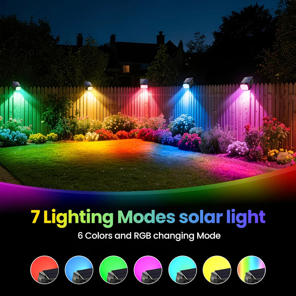 48LED RGB Clip On Solar Spot Lights Outdoor Waterproof IP65 7Lighting Modes Color Changing Landscape Lighting For Garden Yard Zpaxo