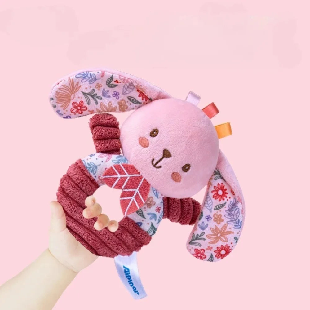 Pink Hand Cranked Ring Newborn Plush Toy 0-1 Year Old Baby Ringed
