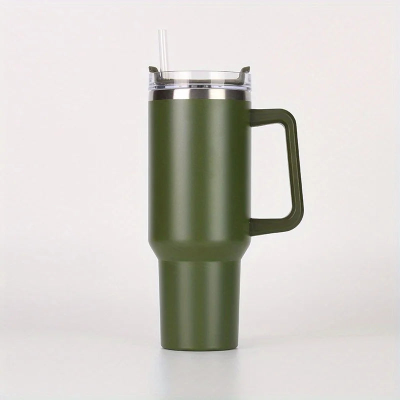 8/4/2/1pcs 40oz Stainless Steel Vacuum Insulated Tumbler Thermos Custom Travel Water Bottle with Handle Outdoor Coffee Mug Zpaxo army green 1-1.5L