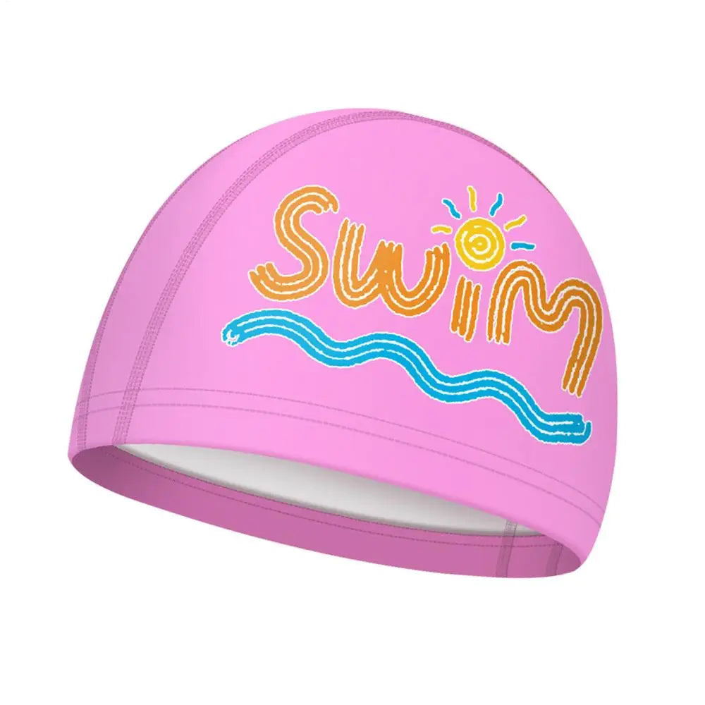 Kids Swimming Caps Cute Cartoon Elastic Silicone Boys and Girls Swimming Gear Long Hair Waterproof Ear sProtection Swim Caps Zpaxo pinks children