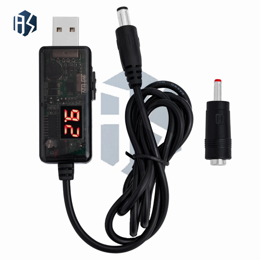 USB 5V Step-Up Boost Cable 9V/12V Output 3.5×1.35mm DC Plug Power Cord for Router Modem Zpaxo