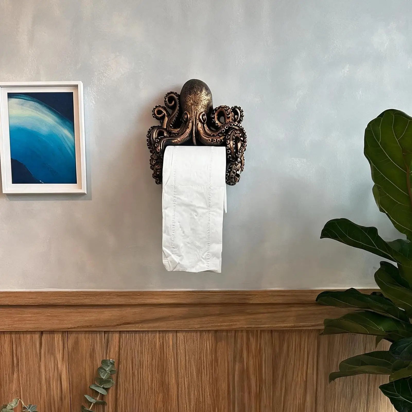 Octopus Toilet Paper Holder Cute Resin Stand Wall Mount Storage