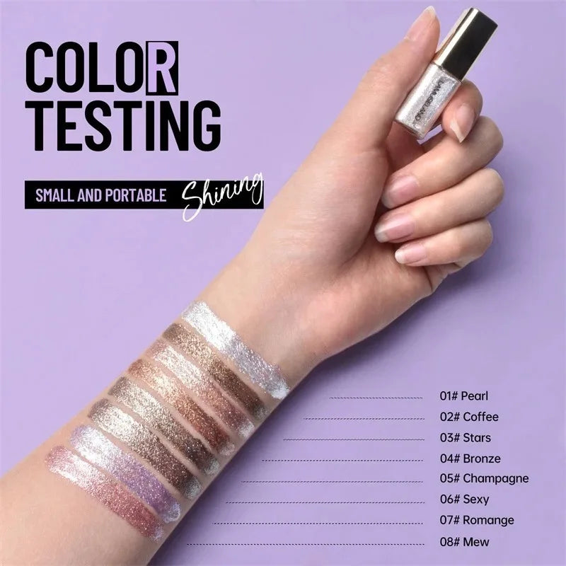 Pearly Liquid Eyeshadow Natural Smokey Silver Shimmer Glitter Diamond