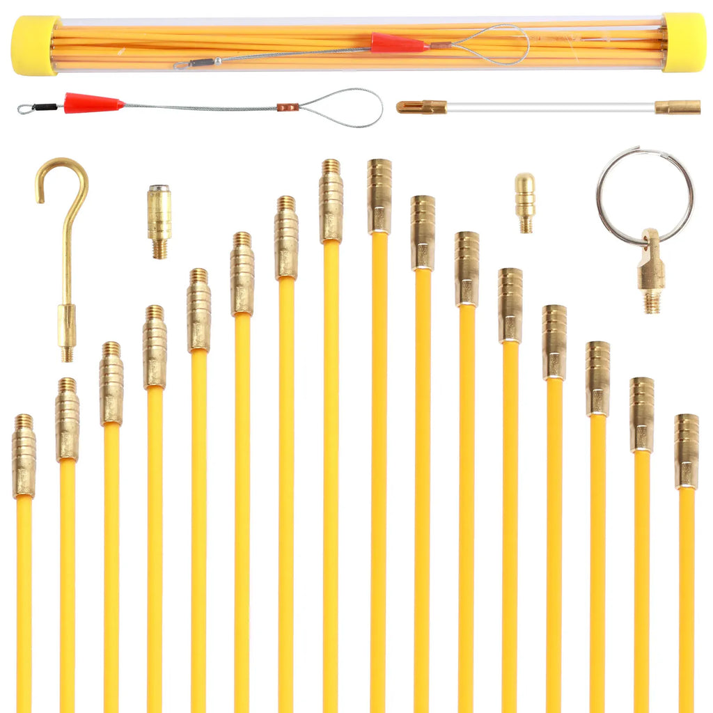 21PCS 43CM Fiberglass Wire Cable Push Puller Service Tools Accessories Hook Rods Wall Electrical Wires for Ceiling Fan Sockets Zpaxo